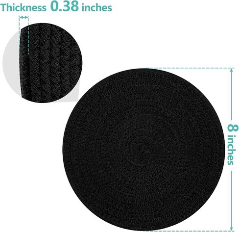 Trivets for Hot Dishes, Pots and Pans, 8 Inches Hot Pads 5 Pcs, Pot Holders for Kitchen, Heat Resistant Mat Protect Counter, Coasters Set Home Essentials Farmhouse Decor (Black) in Saudi Arabia