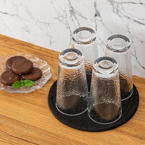 Trivets for Hot Dishes, Pots and Pans, 8 Inches Hot Pads 5 Pcs, Pot Holders for Kitchen, Heat Resistant Mat Protect Counter, Coasters Set Home Essentials Farmhouse Decor (Black) in Saudi Arabia