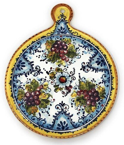 CERAMICHE PARRINI - Italian Ceramic Art Kitchenware Tile Small Trivet Pottery Decorated Tuscan Grape Hand Painted Made in ITALY in Saudi Arabia