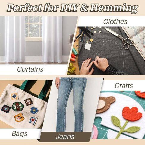 2 لفات شريط hemming - 0.6 "× 54 ياردة الحديد على شريط تنحنح للسروال ، لا يوجد شريط خياطة للفساتين ، الستائر ، الملابس ، الحرف اليدوية ، 25GSM و 60GSM ، لوازم الخياطة هدية مثالية للمبتدئين in Saudi Arabia