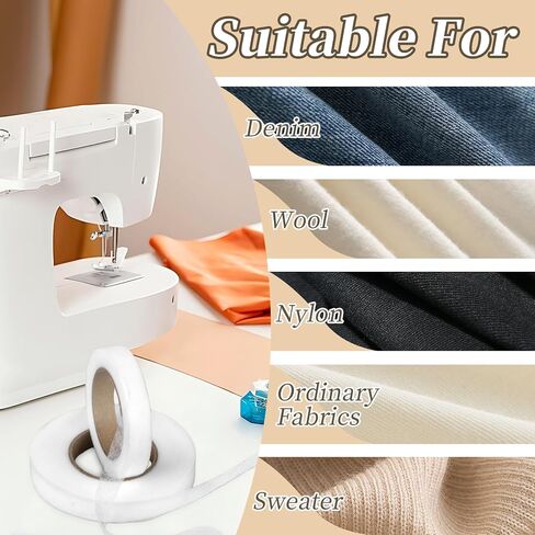 2 لفات شريط hemming - 0.6 "× 54 ياردة الحديد على شريط تنحنح للسروال ، لا يوجد شريط خياطة للفساتين ، الستائر ، الملابس ، الحرف اليدوية ، 25GSM و 60GSM ، لوازم الخياطة هدية مثالية للمبتدئين in Saudi Arabia