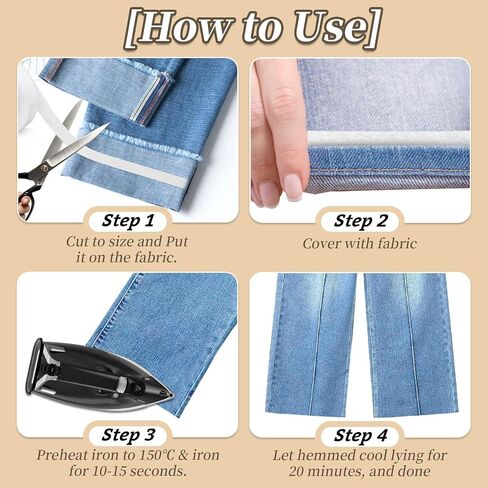 2 لفات شريط hemming - 0.6 "× 54 ياردة الحديد على شريط تنحنح للسروال ، لا يوجد شريط خياطة للفساتين ، الستائر ، الملابس ، الحرف اليدوية ، 25GSM و 60GSM ، لوازم الخياطة هدية مثالية للمبتدئين in Saudi Arabia