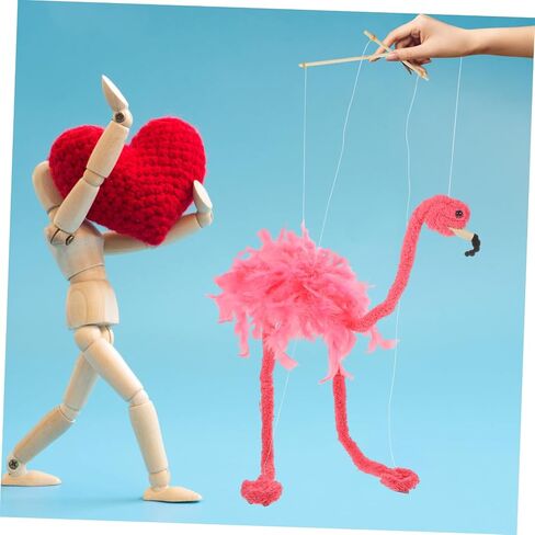 Plush Flamingo Marionette Puppet Lightweight Interactive Animal String Puppet للأداء المصنوع يدويًا مع ناعمة ومناسبة للرجال النساء وزينة العطلات العشوائية اللون in Saudi Arabia