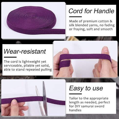 Olycraft Ito Sageo Wrapp Cord Silk-Cotton Blend Sword Sword Sword Swork for Japanese Samurai Katana Swords مقبض حبل in Kuwait