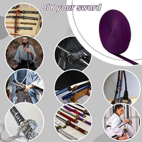 Olycraft Ito Sageo Wrapp Cord Silk-Cotton Blend Sword Sword Sword Swork for Japanese Samurai Katana Swords مقبض حبل in Kuwait