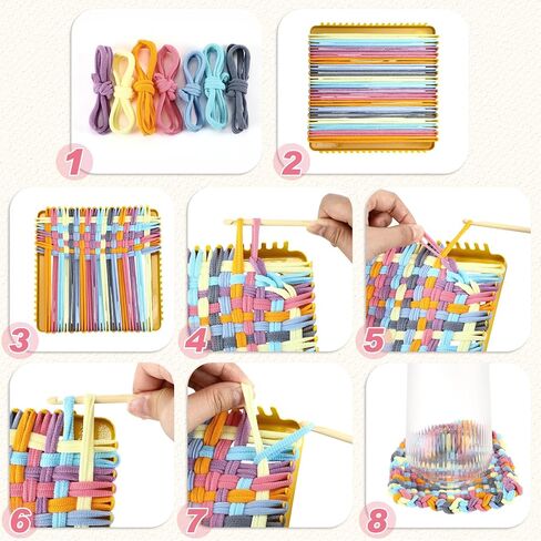 Daifunli 600 Pcs 10 Inch Potholder Loom Loop Bulk Weaving Loop Craft Kit Colorful Flexible Potholder Loom Complete Kit to Weave 18 Large, Refill Elastic Weaving for DIY Crafts Supplies(Bright Color) in Kuwait