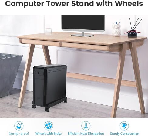 ORICO Mobile CPU Stand with Locking & Swivel Wheels, Universal Under Desk Computer Tower Stand for PC, Multi-Functional CPU Holder for Office & Home (17.9x8.74x0.86 Inches) in Saudi Arabia