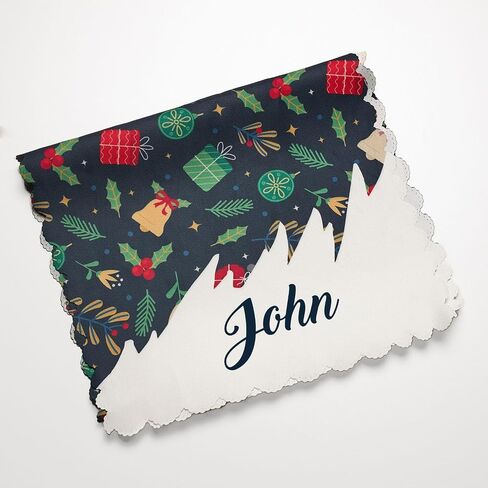 Name Customized Green Christmas Table Runner – Custom Holiday Tablecloth, Festive Table Linens for Winter Decor, Rustic Xmas Dining Decoration, Unique Holiday Gift for Mom Dad Grandma Family (Style 1) in Saudi Arabia