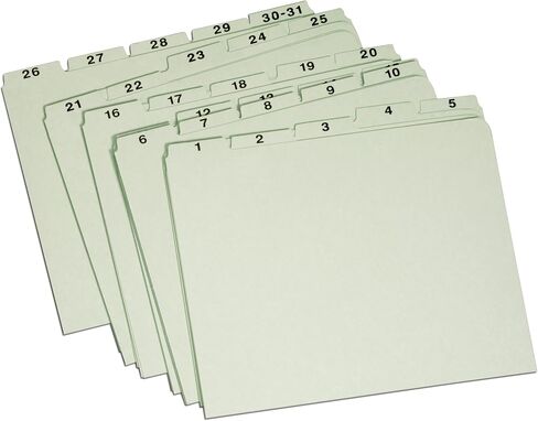 Globe-Weis/Pendaflex Pressboard File Guides ، Vertical ، حجم الحروف ، فهرس 1-31 ، أخضر خفيف ، (31px91) in Saudi Arabia