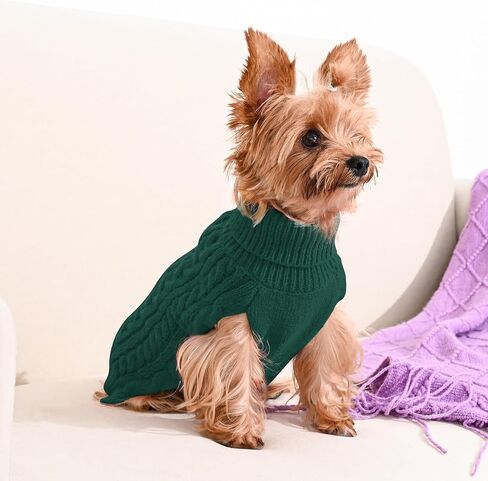 2 Pack Dog Sweaters for Small Dogs Winter Turtleneck Pullover Cable Knit Fleece Stretch Puppy Doggie Chihuahua Toy Poodle Yorkie Pomeranian Boy Girl Pet Clothes (S, Pink & Purple) in Saudi Arabia
