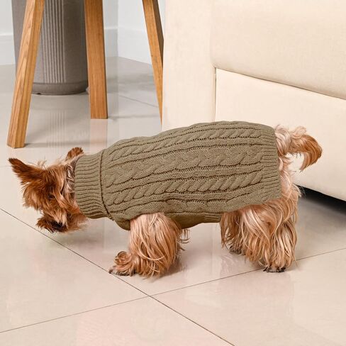 2 Pack Dog Sweaters for Small Dogs Winter Turtleneck Pullover Cable Knit Fleece Stretch Puppy Doggie Chihuahua Toy Poodle Yorkie Pomeranian Boy Girl Pet Clothes (S, Pink & Purple) in Saudi Arabia