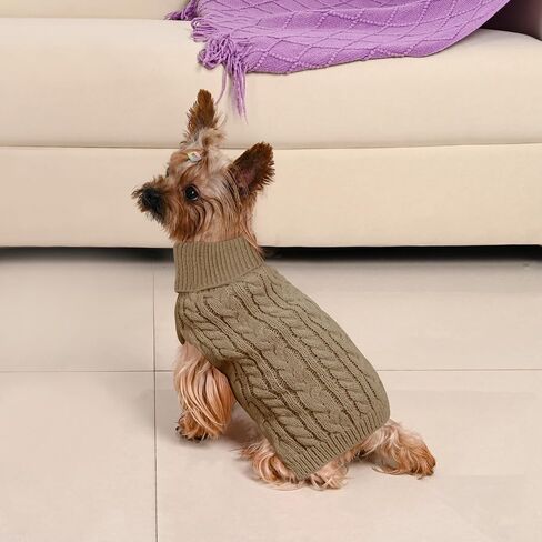 2 Pack Dog Sweaters for Small Dogs Winter Turtleneck Pullover Cable Knit Fleece Stretch Puppy Doggie Chihuahua Toy Poodle Yorkie Pomeranian Boy Girl Pet Clothes (S, Pink & Purple) in Saudi Arabia