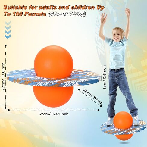 Pogo Ball Up to 160lbs for Boys Girls Trick Balance Bounce Board Ball Pogo Stick Jumper with Pump and Strong Grip Deck Safe Fun Indoor Outdoor Fidget Toy in Saudi Arabia