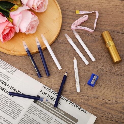 8pcs Fabric Tailors Markers for Sewing, 2 Colors Sewing Marking Chalk Pencil for Fabric Water Soluble Quilting Tracing Tools Dressmakers Embroidery DIY Crafts (Blue & White) in Saudi Arabia