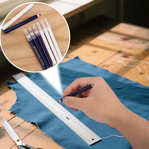 8pcs Fabric Tailors Markers for Sewing, 2 Colors Sewing Marking Chalk Pencil for Fabric Water Soluble Quilting Tracing Tools Dressmakers Embroidery DIY Crafts (Blue & White) in Saudi Arabia