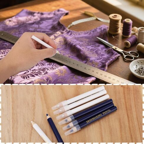 8pcs Fabric Tailors Markers for Sewing, 2 Colors Sewing Marking Chalk Pencil for Fabric Water Soluble Quilting Tracing Tools Dressmakers Embroidery DIY Crafts (Blue & White) in Saudi Arabia