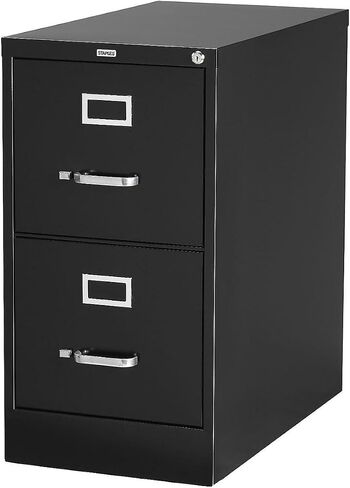 Staples 2-Drawer Vertical File Cabinet ، مستندات حجم الرسالة ، قابلة للقفل ، 22 "D x 15" W x 28.38 "H ، Black in Kuwait