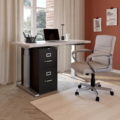 Staples 2-Drawer Vertical File Cabinet ، مستندات حجم الرسالة ، قابلة للقفل ، 22 "D x 15" W x 28.38 "H ، Black in Kuwait