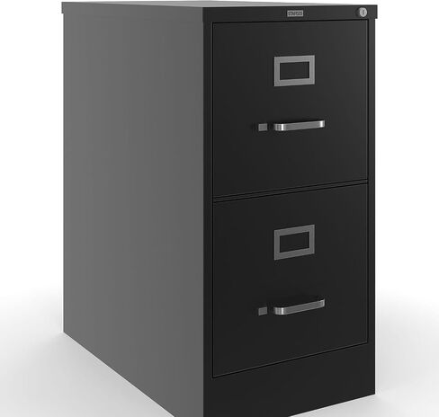 Staples 2-Drawer Vertical File Cabinet ، مستندات حجم الرسالة ، قابلة للقفل ، 22 "D x 15" W x 28.38 "H ، Black in Kuwait