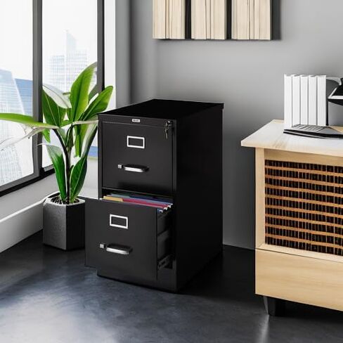 STAPLES 2-Drawer Vertical File Cabinet, Letter Size Documents, Lockable, 22" D x 15" W x 28.38" H, Black in Saudi Arabia