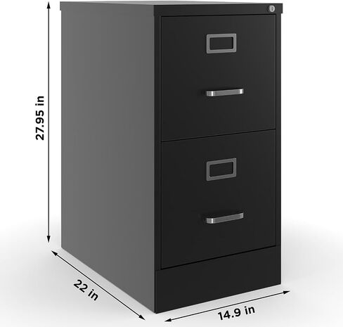 STAPLES 2-Drawer Vertical File Cabinet, Letter Size Documents, Lockable, 22" D x 15" W x 28.38" H, Black in Saudi Arabia