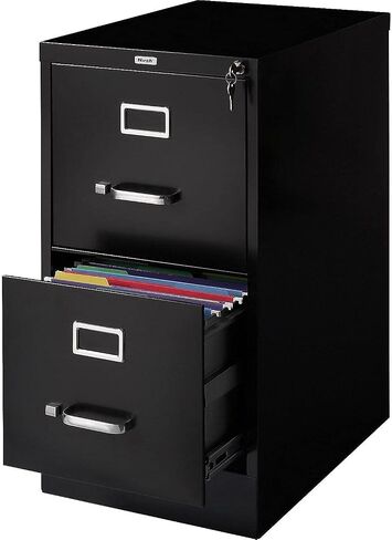 STAPLES 2-Drawer Vertical File Cabinet, Letter Size Documents, Lockable, 22" D x 15" W x 28.38" H, Black in Saudi Arabia