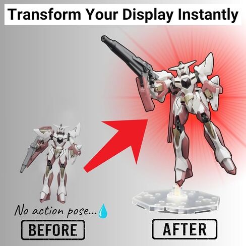 حامل الشكل مع الأسلحة القابلة للتعديل ، قاعدة حامل العرض متوافقة مع HG ، RG ، SD ، SHF Gundam 1/144 ، قاعدة قابلة للاتصال ، متوافقة مع تأثيرات SH Figuarts - 2 PCS Clear in Saudi Arabia