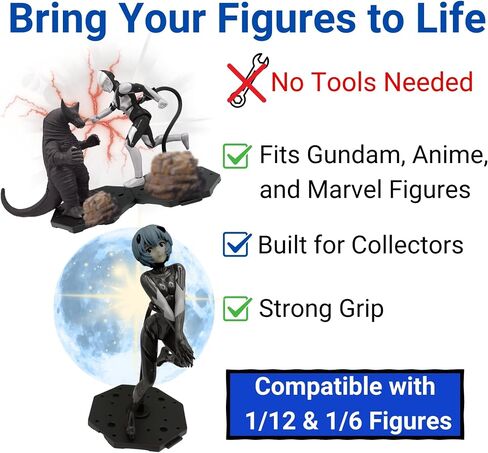حامل الشكل مع ذراع قابلة للتعديل ، قاعدة حامل العرض متوافقة مع HG ، RG ، SD ، SHF Gundam 1/144 ، قاعدة قابلة للاتصال ، متوافقة مع تأثيرات SH Figuarts - 3 PCS أسود in Saudi Arabia