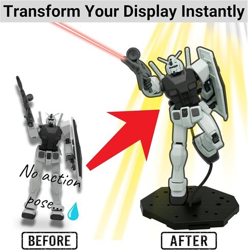 حامل الشكل مع ذراع قابلة للتعديل ، قاعدة حامل العرض متوافقة مع HG ، RG ، SD ، SHF Gundam 1/144 ، قاعدة قابلة للاتصال ، متوافقة مع تأثيرات SH Figuarts - 3 PCS أسود in Saudi Arabia