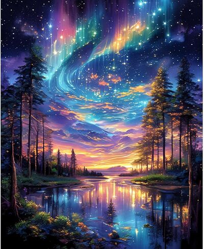 Starry Night Paint by Numbers Kit for Adults Beginner Tree Acrylic Painting Kit Adult Paint by Number Kits on Canvas DIY Painting for Beginners Art by Numbers for Gifts Home Wall Decor 16x20 Inch in Saudi Arabia
