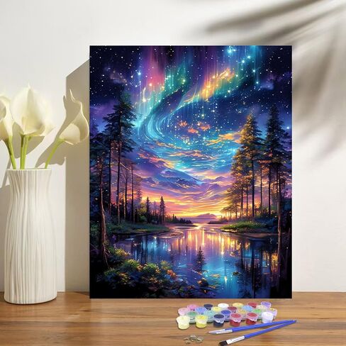 Starry Night Paint by Numbers Kit for Adults Beginner Tree Acrylic Painting Kit Adult Paint by Number Kits on Canvas DIY Painting for Beginners Art by Numbers for Gifts Home Wall Decor 16x20 Inch in Saudi Arabia