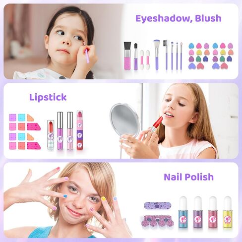 مجموعات مكياج Perryhome Kids للفتيات 5-8 ، 57 PCS Kids Kids Kit for Girls غير قابلة للتسمية مجموعة مستحضرات التجميل الحقيقية ، هدايا عيد ميلاد الصغار الأميرة لـ 3 4 5 6 7 8 9 10 11 12 سنة (وردي) in Kuwait