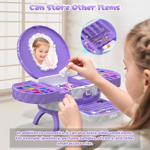 مجموعات مكياج Perryhome Kids للفتيات 5-8 ، 57 PCS Kids Kids Kit for Girls غير قابلة للتسمية مجموعة مستحضرات التجميل الحقيقية ، هدايا عيد ميلاد الصغار الأميرة لـ 3 4 5 6 7 8 9 10 11 12 سنة (وردي) in Kuwait