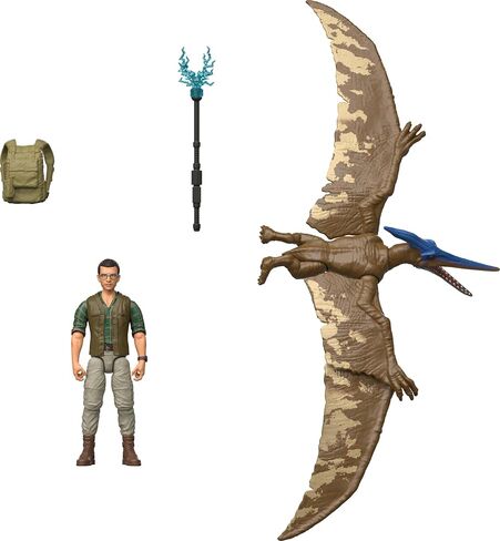 Mattel Jurassic World Rebirth Human & Dinosaur Pack ، الدكتور هنري لوميس و Pteranodon ، الفيلم الدقيق 3.75 بوصة ، قابلة للتحصيل in Saudi Arabia