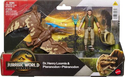 Mattel Jurassic World Rebirth Human & Dinosaur Pack ، الدكتور هنري لوميس و Pteranodon ، الفيلم الدقيق 3.75 بوصة ، قابلة للتحصيل in Saudi Arabia