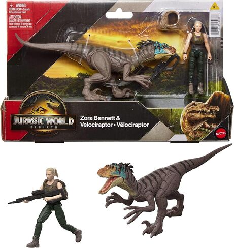 Mattel Jurassic World Rebirth Human & Dinosaur Pack ، Zora Bennett & Velociraptor ، Scale-Accate 3.75 Inch Accoun in Kuwait