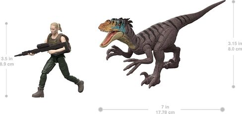 Mattel Jurassic World Rebirth Human & Dinosaur Pack ، Zora Bennett & Velociraptor ، Scale-Accate 3.75 Inch Accoun in Kuwait