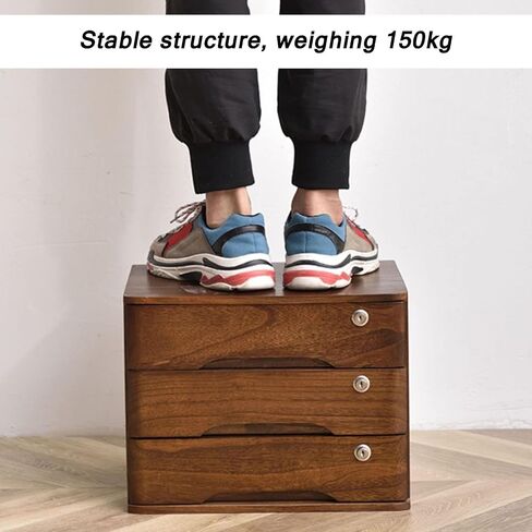 Solid Wood Lockable Flat File Cabinet with Drawers Desktop Organizer for Office Supplies A4/Receipt File Storage(3 Layer) in Saudi Arabia