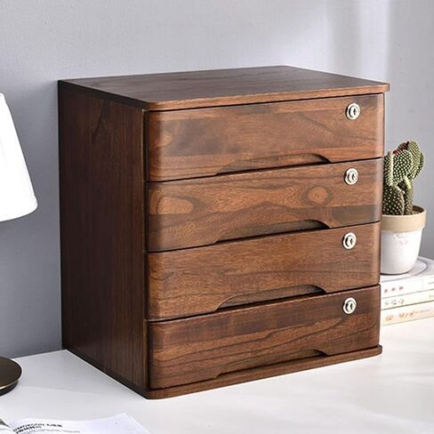 Solid Wood Lockable Flat File Cabinet with Drawers Desktop Organizer for Office Supplies A4/Receipt File Storage(3 Layer) in Saudi Arabia