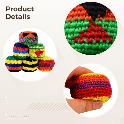 Homaisson Multicolored Multicolored Mouggling Sacks Crochet - 20 حزمًا من الكروشيه Hacky Footbag للفتيان البالغين ، والركل المحبوك ، وكرات شعوذة للمبتدئين ، والرياضة ولعب اللعب في الهواء الطلق in Kuwait