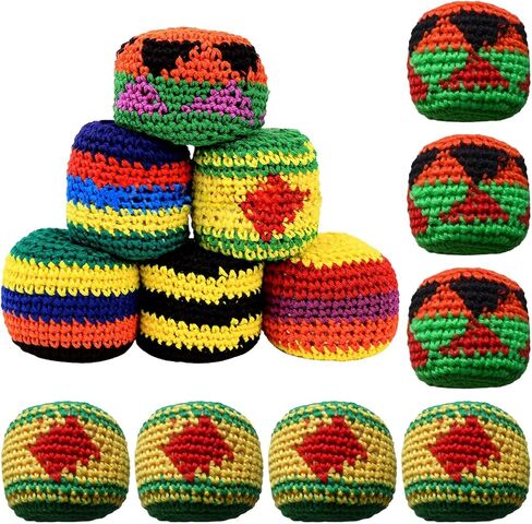 Homaisson Multicolored Multicolored Mouggling Sacks Crochet - 20 حزمًا من الكروشيه Hacky Footbag للفتيان البالغين ، والركل المحبوك ، وكرات شعوذة للمبتدئين ، والرياضة ولعب اللعب في الهواء الطلق in Kuwait