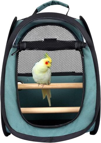 Akinerri Birds Travel Carrier, Small Bird Travel Bag, Transparent Breathable Travel Cage Bird Parrot Carrier, Include Perch and Bottom Tray in Kuwait