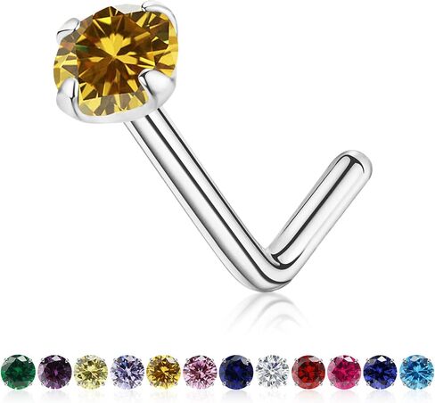 3 مم من الحجر المولد أنف stud 20g جولة صغيرة تشيك ست أنف مجوهرات الثقب للنساء الرجال ، S925 الفضة hypoallergenic الأنف ، حلقات الأنف المصنوعة يدويًا (الفضة ، مار أكامارين) in Saudi Arabia