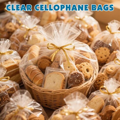 Nuitpy 8 PCS أكياس السيلوفان الكبيرة ، 40 × 50 بوصة لفائف السيلوفان لسلال الهدايا ، حقيبة هدايا بلاستيكية متينة ، حقيبة سلة صافية - مجانية 8 PCS تويست تويز in Kuwait