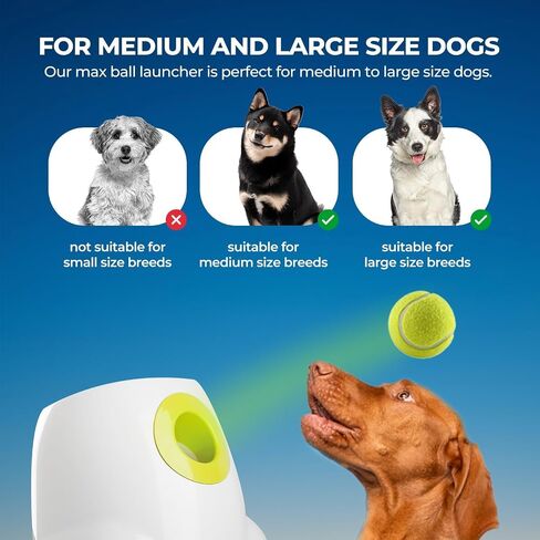 AFP Automatic Ball Launcher for Dogs Interactive Puppy Pet Ball Outdoor Thrower Fetch Machine, 6 Balls Included (2.5 inch) for Medium to Large Dogs, Rechargeable Battery in Saudi Arabia