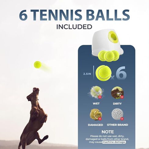 AFP Automatic Ball Launcher for Dogs Interactive Puppy Pet Ball Outdoor Thrower Fetch Machine, 6 Balls Included (2.5 inch) for Medium to Large Dogs, Rechargeable Battery in Saudi Arabia