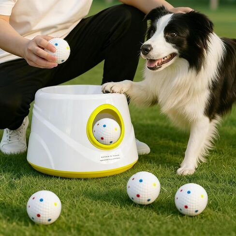 Automatic Dog Ball Launcher – Interactive Pet Toy with 6 ETPU 2.3″ Balls, Indoor & Outdoor Fetch Machine, Adjustable Distance Thrower for Small/Medium Dogs in Saudi Arabia