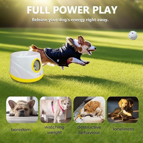 Automatic Dog Ball Launcher – Interactive Pet Toy with 6 ETPU 2.3″ Balls, Indoor & Outdoor Fetch Machine, Adjustable Distance Thrower for Small/Medium Dogs in Saudi Arabia