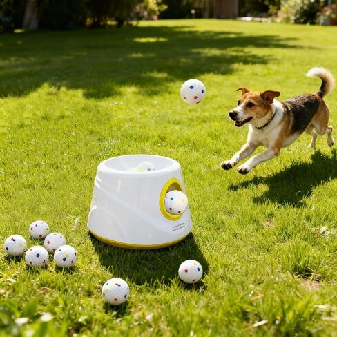 Automatic Dog Ball Launcher – Interactive Pet Toy with 6 ETPU 2.3″ Balls, Indoor & Outdoor Fetch Machine, Adjustable Distance Thrower for Small/Medium Dogs in Saudi Arabia