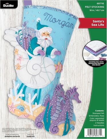 Bucilla ، Santa's Sea Life ، مثالية لمشاريع الفنون والحرف DIY ، شعرت بمجموعة Making Stocking 18 "، 89771E in Saudi Arabia